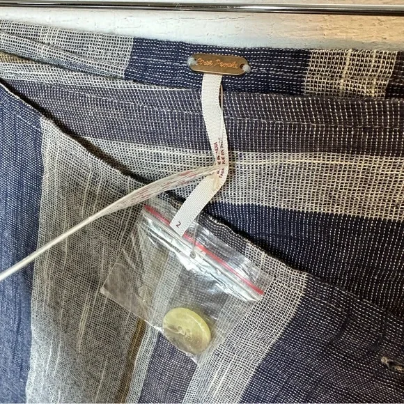 Free People NWT Blue Striped Asymmetrical Wrap Big Sur Midi Skirt Sz 2 - Picture 7 of 12